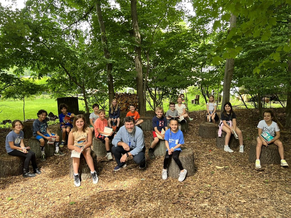 Mr. Blake and Students in Outdoor Classroom