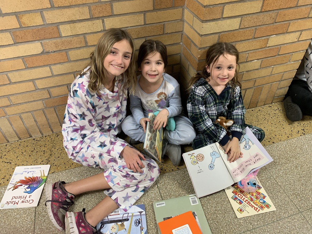 school wide book buddies and pajama day