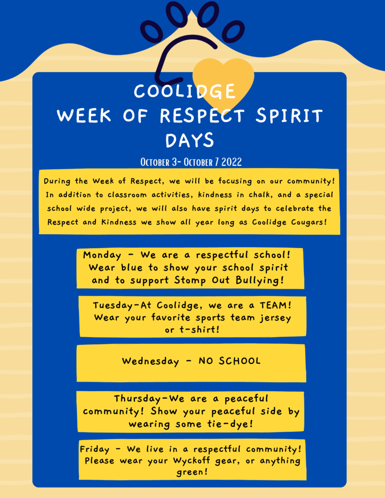 coolidge school week of respect spirit days